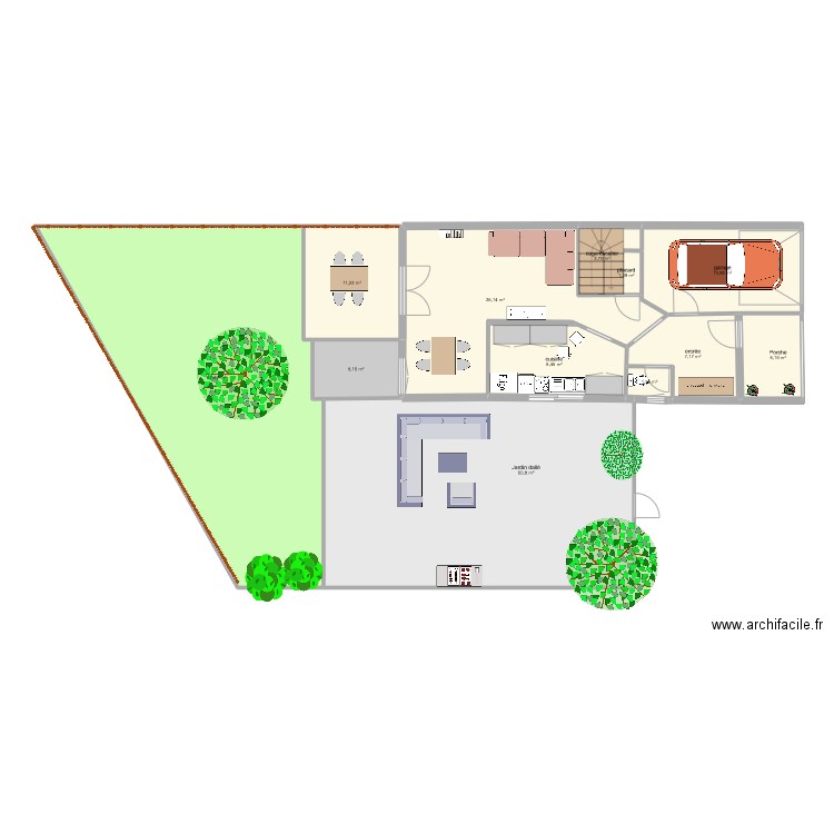 chiche 2. Plan de 20 pièces et 265 m2