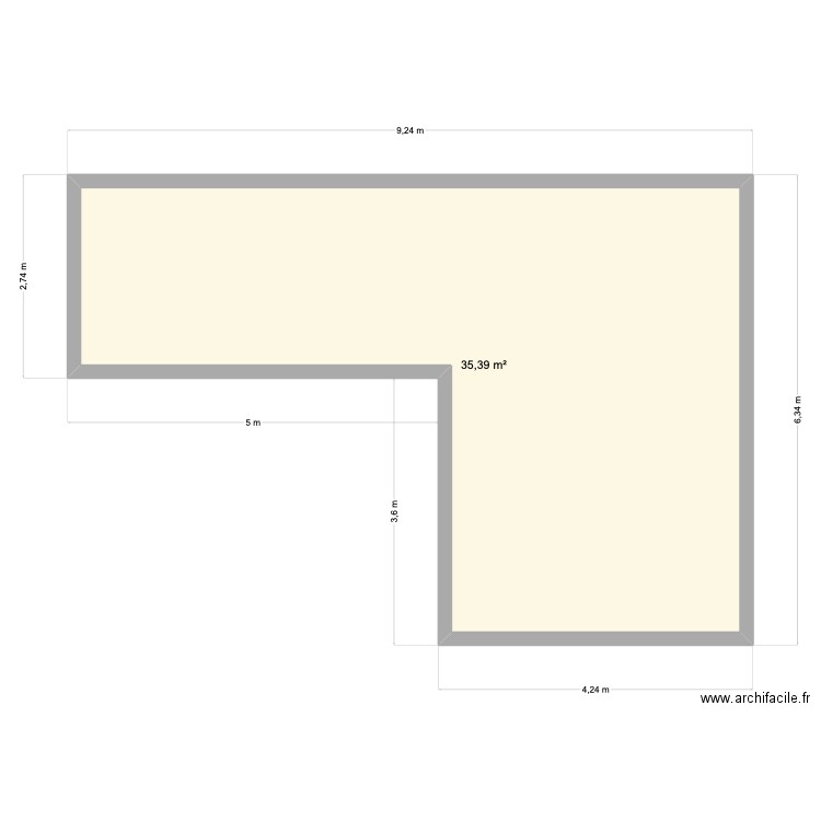 proposition Bornagain. Plan de 1 pièce et 35 m2