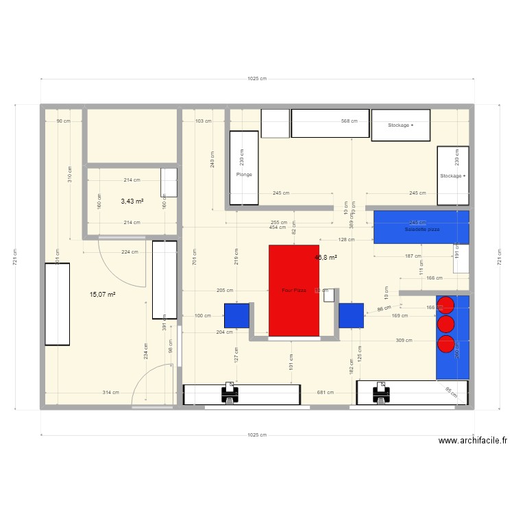 Redoute 2. Plan de 4 pièces et 68 m2