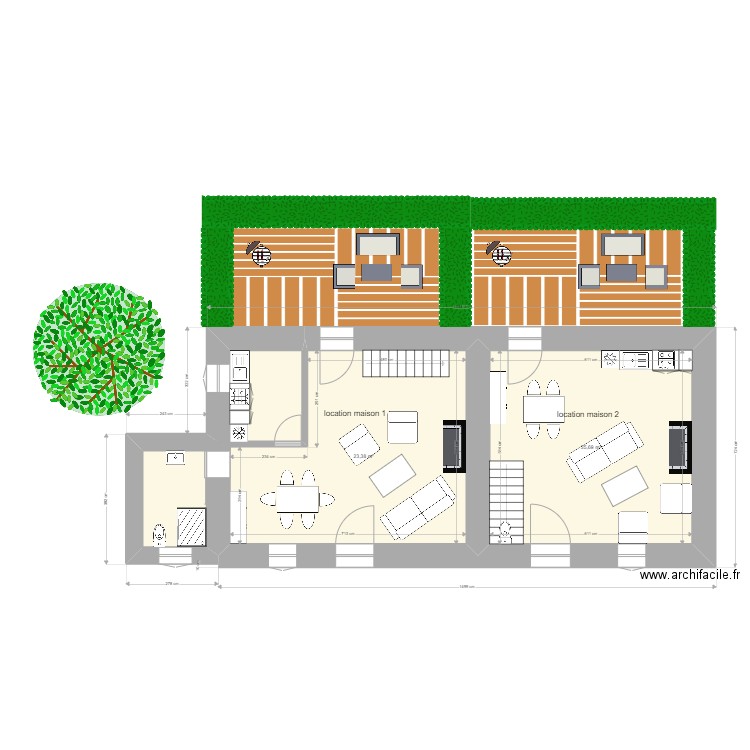 gites. Plan de 6 pièces et 156 m2