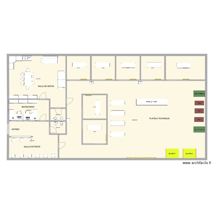 Plan cabinet SK2A bis. Plan de 13 pièces et 333 m2