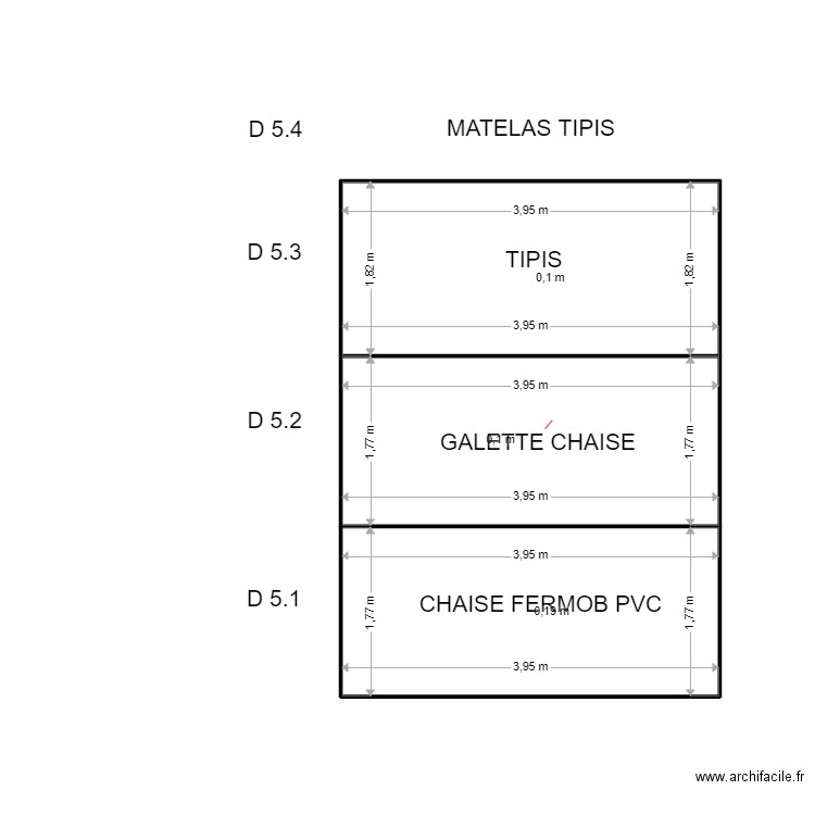 D 5. Plan de 3 pièces et 21 m2