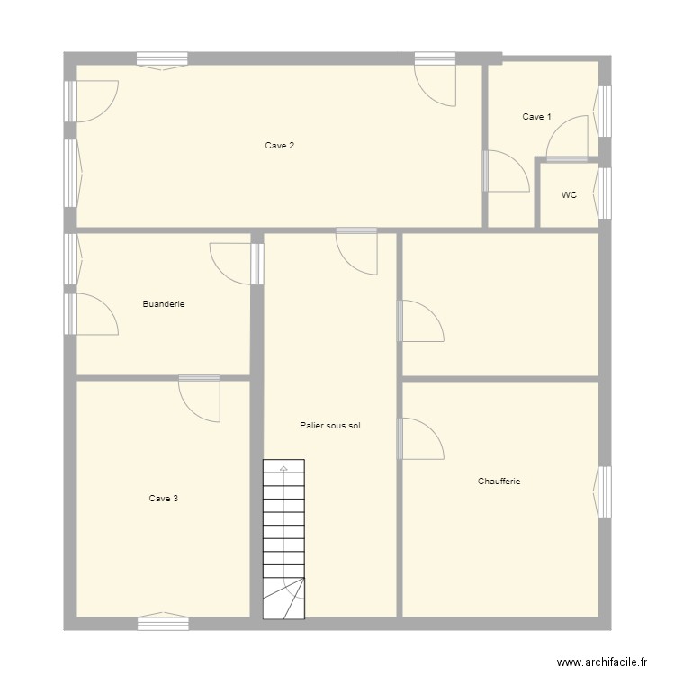 Croquis PRIOUX Sous sol. Plan de 7 pièces et 103 m2