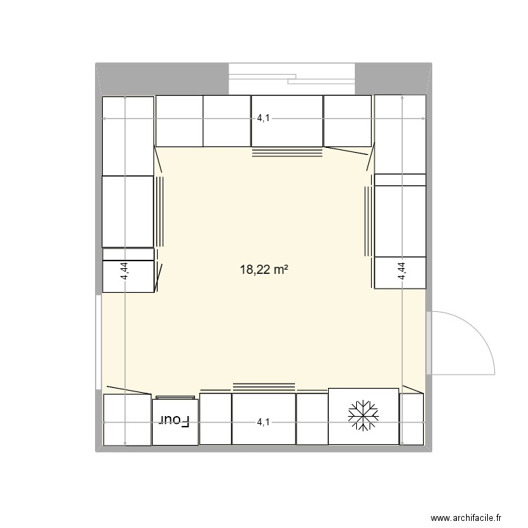 Cuisine Plan Validé. Plan de 1 pièce et 18 m2