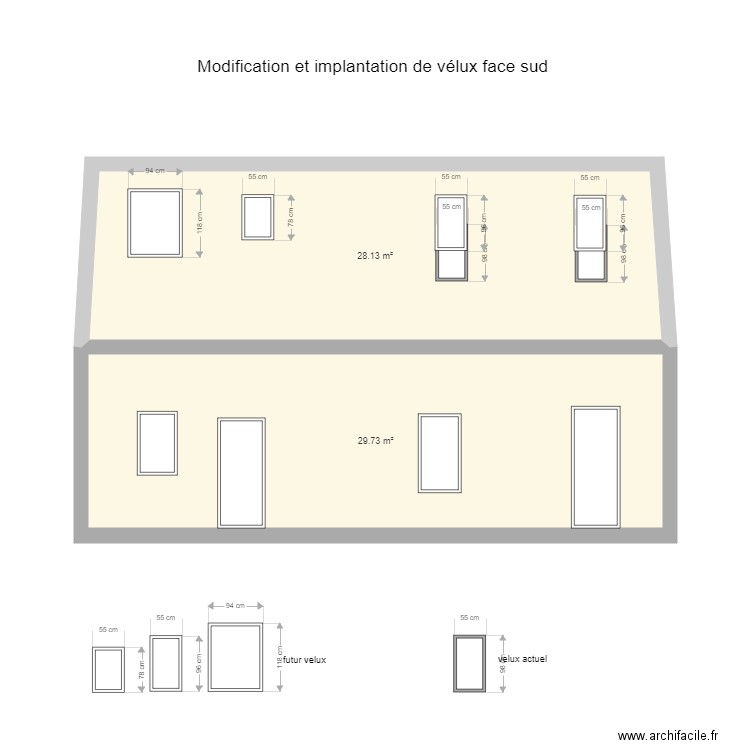 facade avec modification de facade sud. Plan de 0 pièce et 0 m2