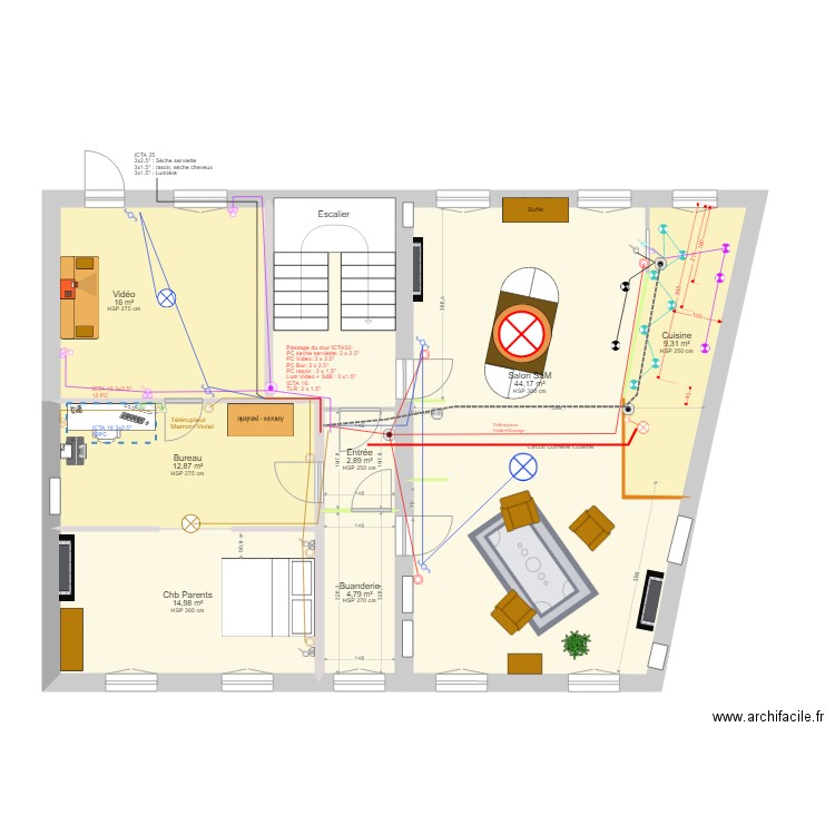 Etage1 fev23. Plan de 8 pièces et 115 m2