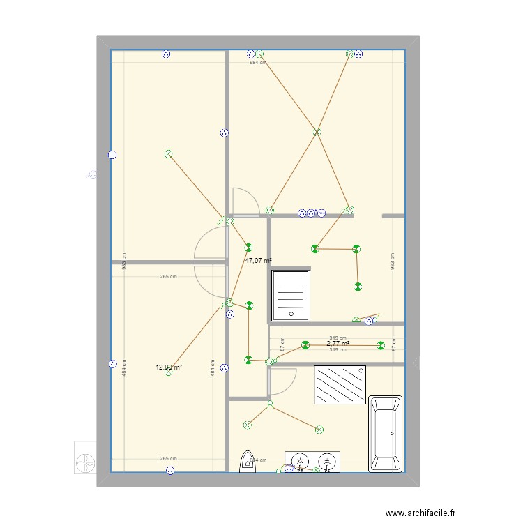 MAISON SEB RDC. Plan de 4 pièces et 147 m2