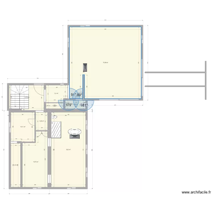 RDC vide pergola. Plan de 