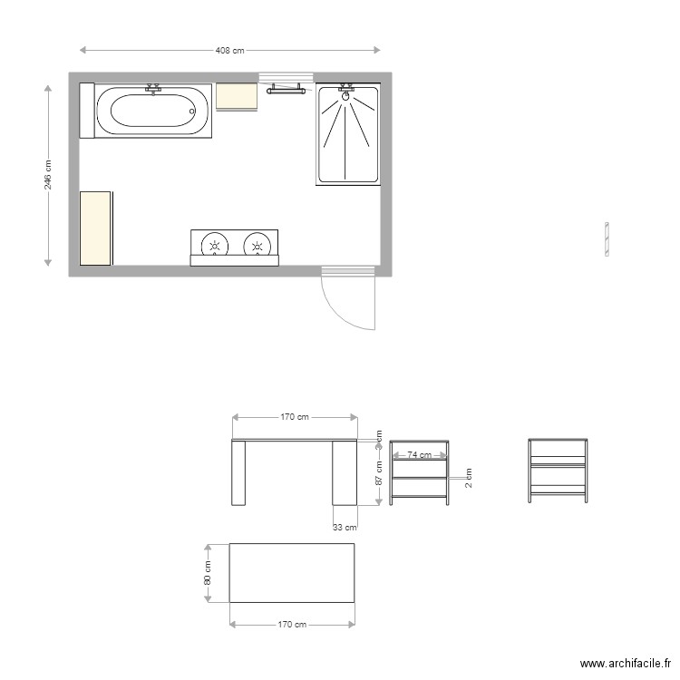 SALLE DE BAIN . Plan de 0 pièce et 0 m2