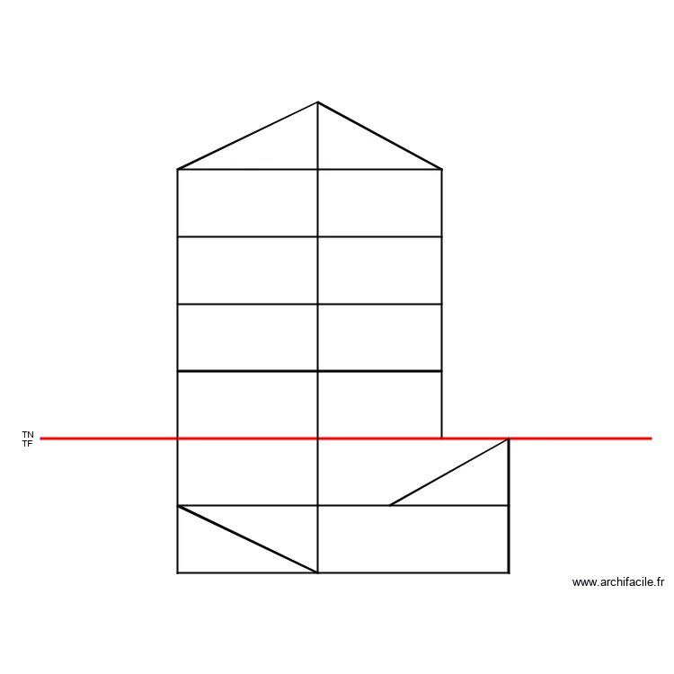 Coupe transversalle. Plan de 
