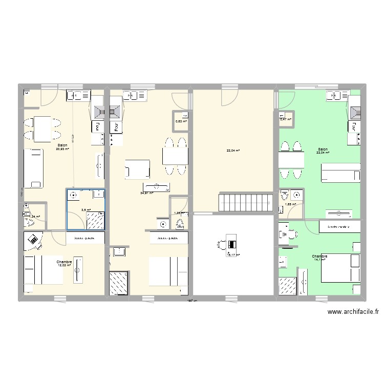 Batisse Chirens Appartements 06. Plan de 42 pièces et 684 m2