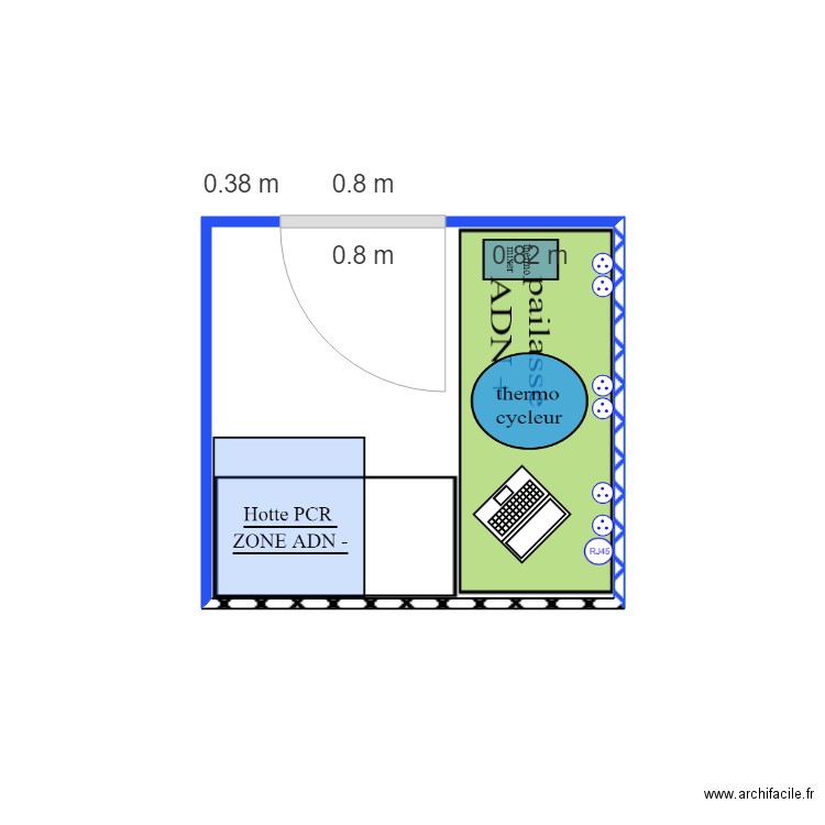 labo PCR finalisée vue du dessus. Plan de 0 pièce et 0 m2