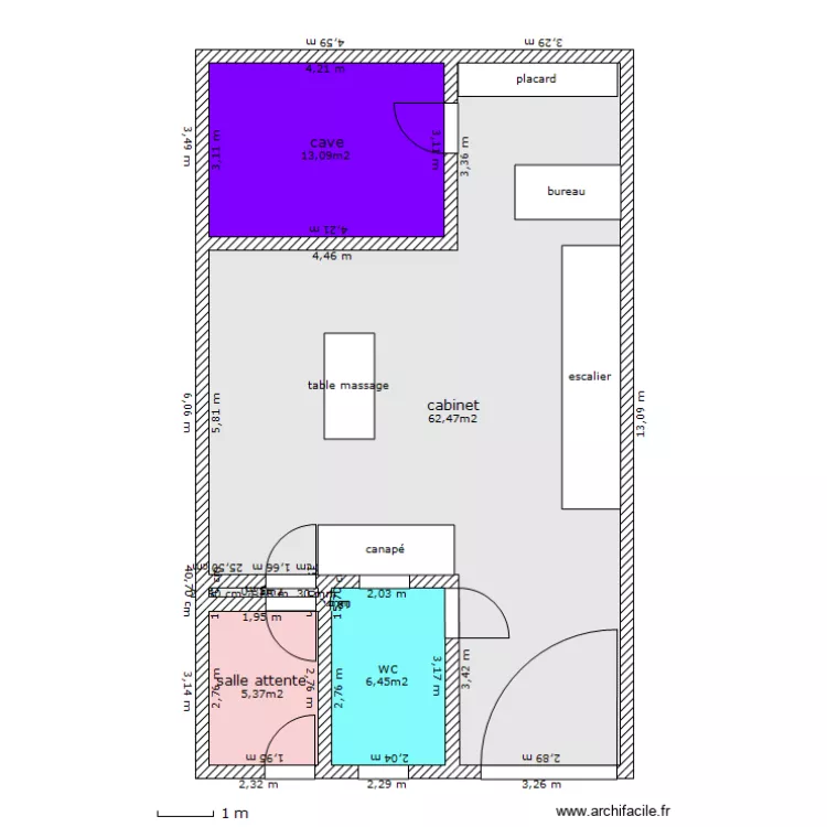 cabinet 2 sous sol. Plan de 