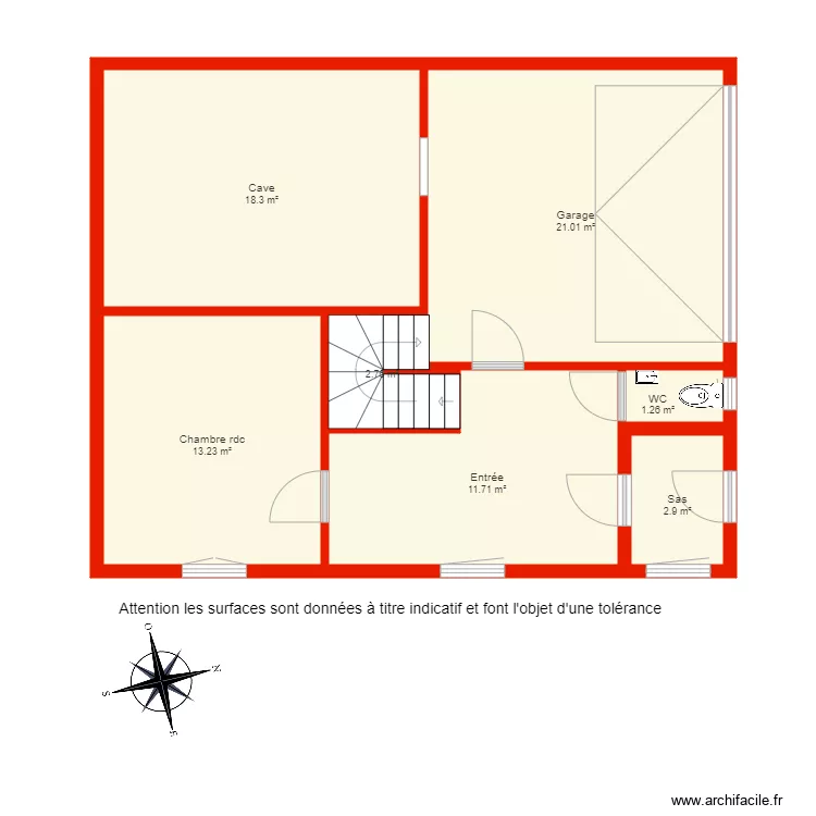 BI 4974 rdc non c&ocirc;t&eacute;. Plan de 