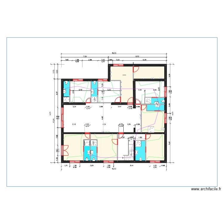 S/SOL COLOC ELEC. Plan de 14 pièces et 104 m2