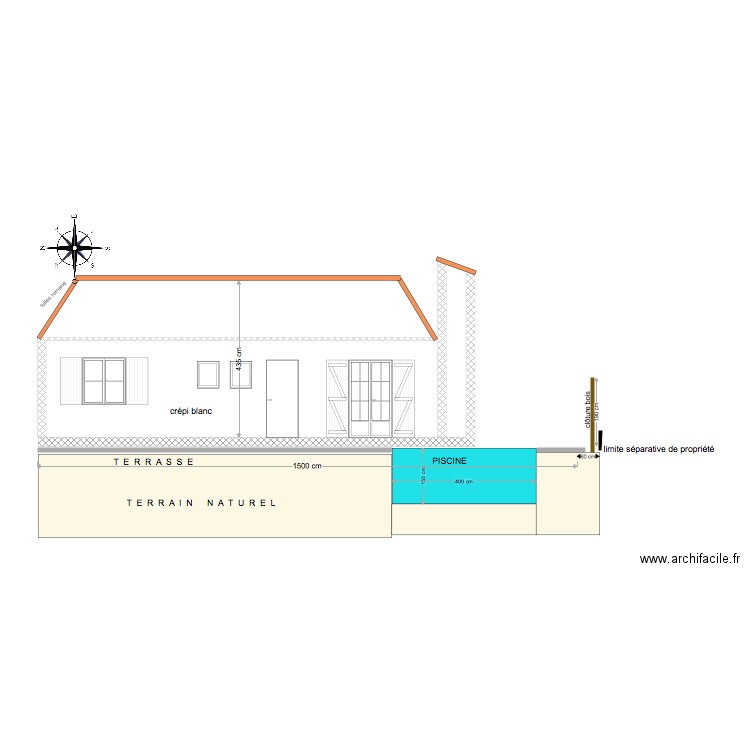 plan de coupe existant new. Plan de 0 pièce et 0 m2