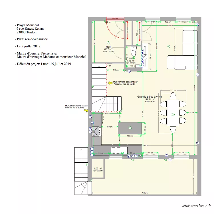Plan Projet Monchal Rez de chaussée. Plan de Plan Projet Monchal Rez de chaussée. Plan de