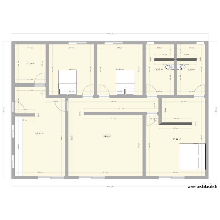 maison 3. Plan de 8 pièces et 136 m2