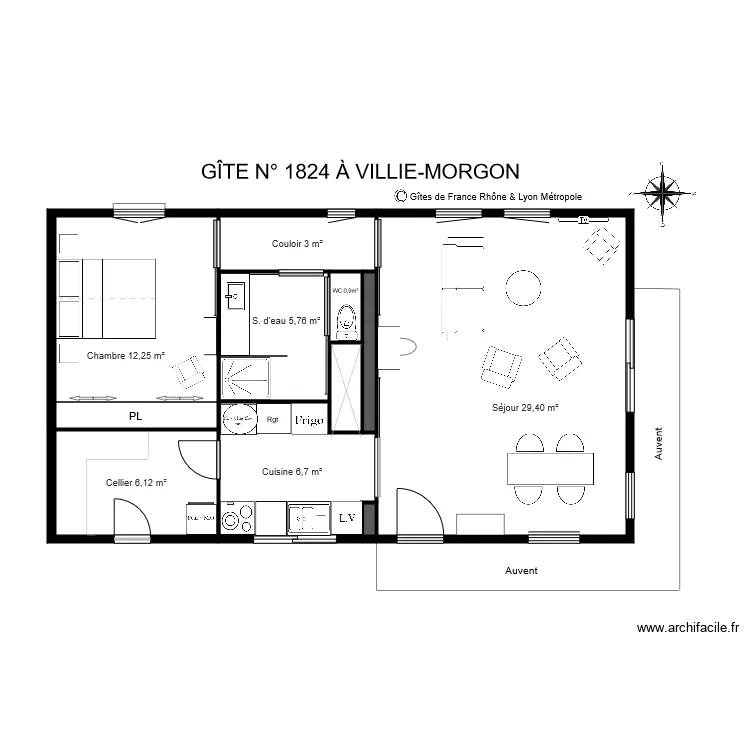 GITE 1824 A VILLIE MORGON. Plan de 