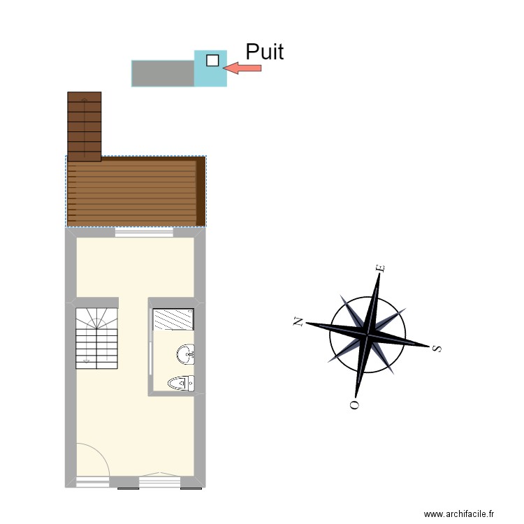 22 Blv de la Tour_ Rez de chaussée. Plan de 2 pièces et 15 m2