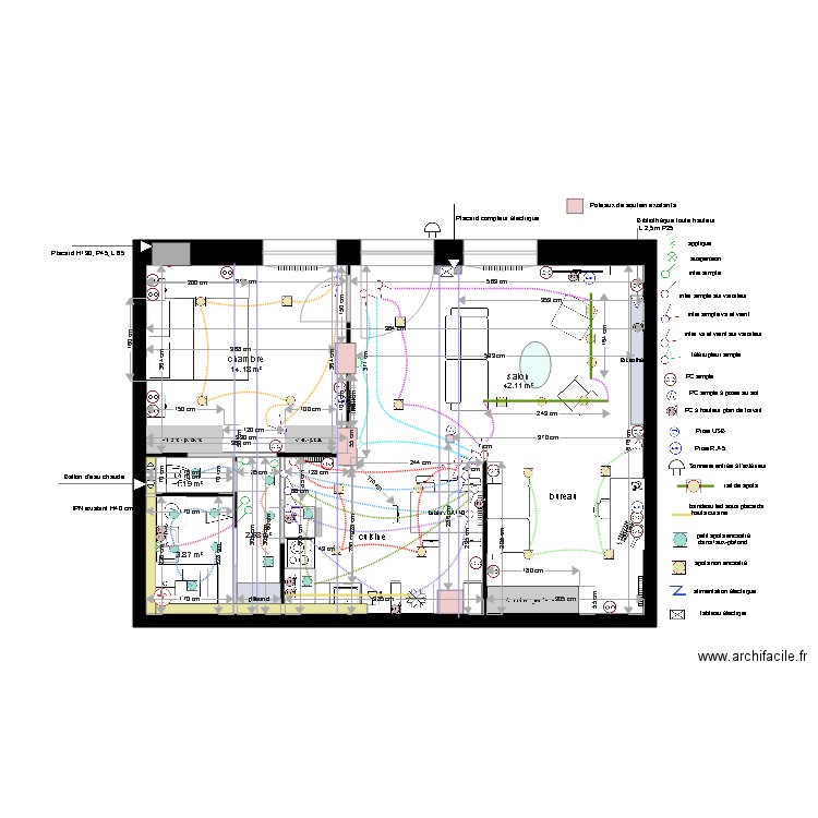 Plan projet électrique local Sarah Schneider modifié le 11 07 18. Plan de 0 pièce et 0 m2