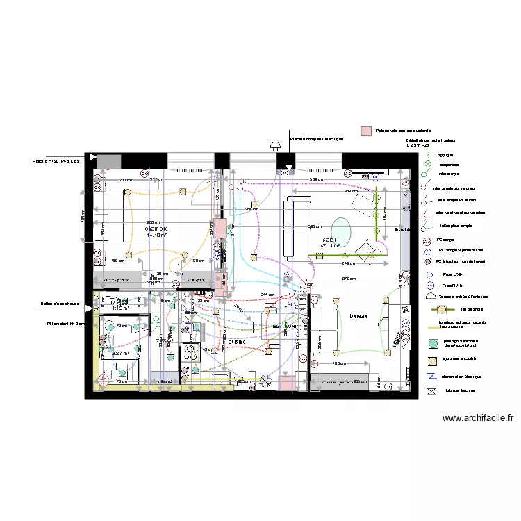 Plan projet &eacute;lectrique local Sarah Schneider modifi&eacute; le 11 07 18. Plan de 