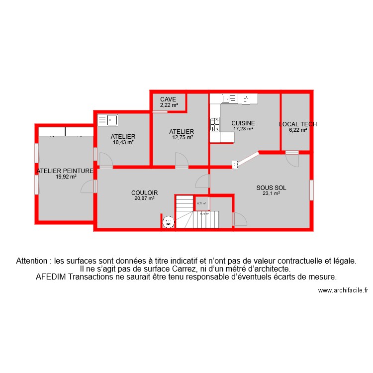 BI 7703 SOUS SOL PASCAL. Plan de 10 pièces et 119 m2