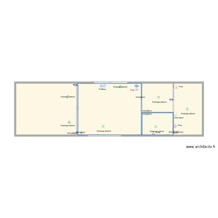 Coque + habitation elec. Plan de 4 pièces et 41 m2