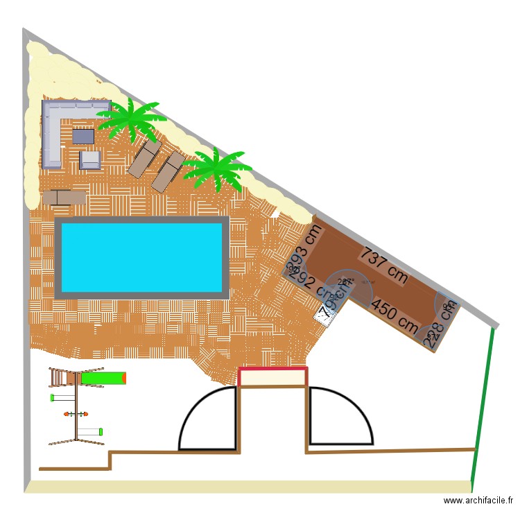 Jardin. Plan de 2 pièces et 21 m2