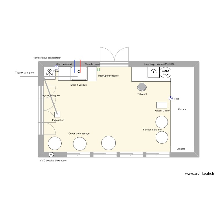 Brasserie. Plan de 0 pièce et 0 m2