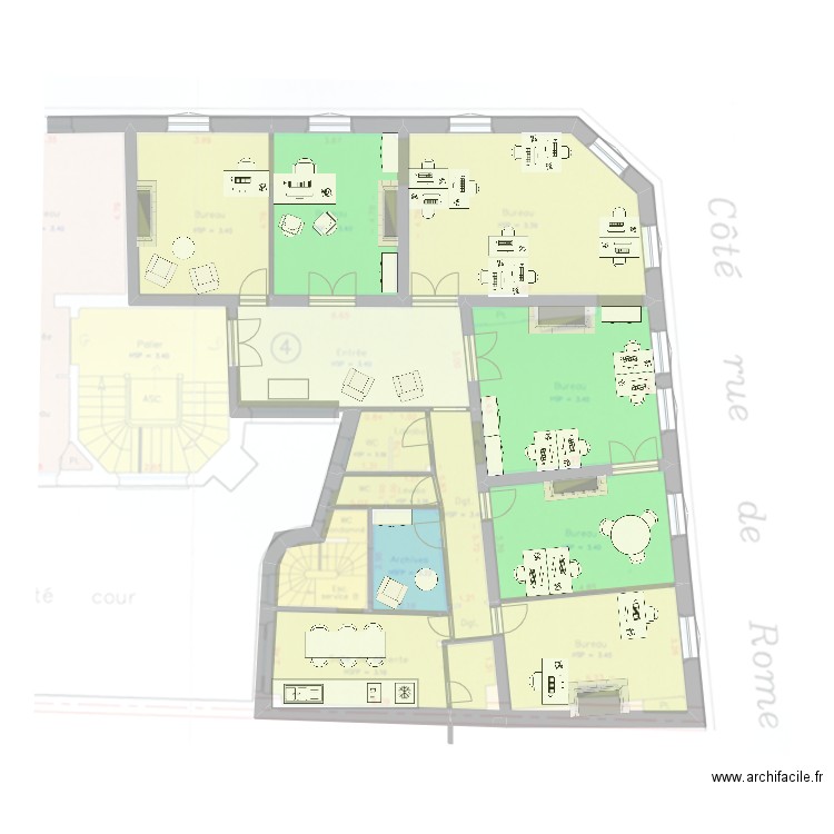 Saint Lazare FlashOffice. Plan de 12 pièces et 178 m2