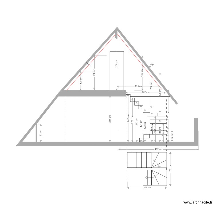 Plan coupe 3 positionnement escalier 28 decembre 2021. Plan de 0 pièce et 0 m2