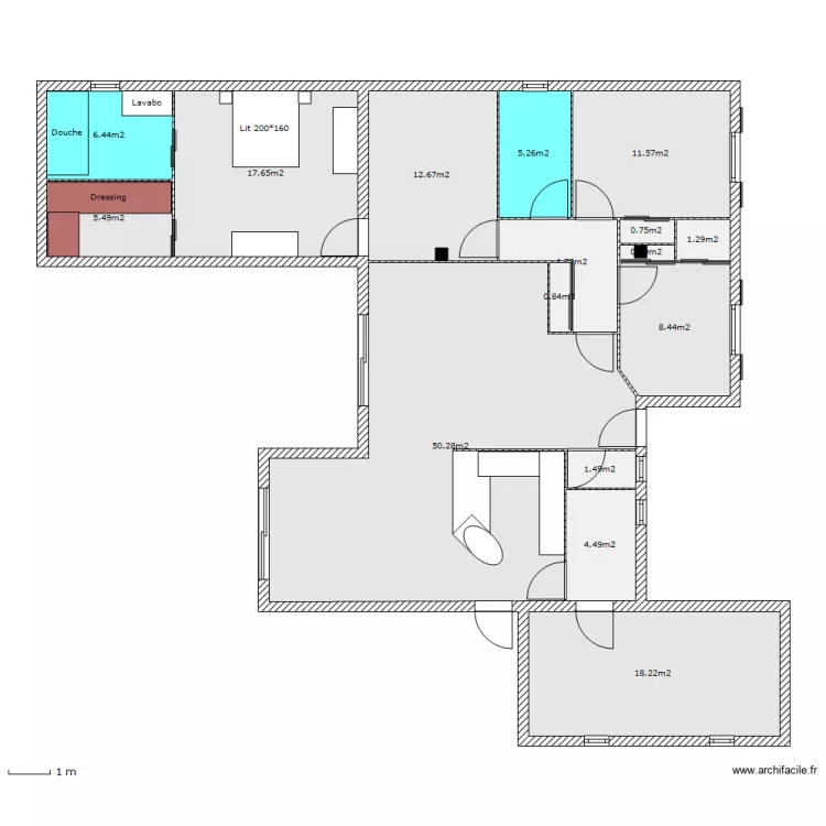 Agrandissement avec existant avec objet. Plan de Agrandissement avec existant avec objet. Plan de