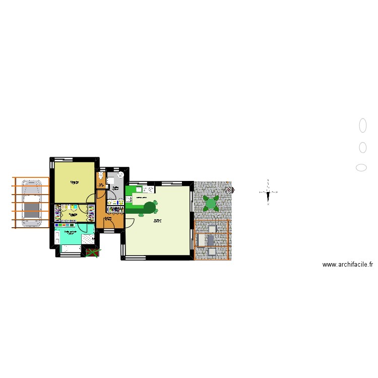 Janou 1. Plan de 11 pièces et 72 m2