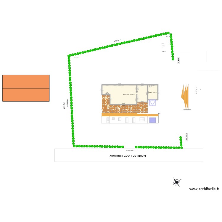 Plan de façade aprés travaux. Plan de 2 pièces et 133 m2