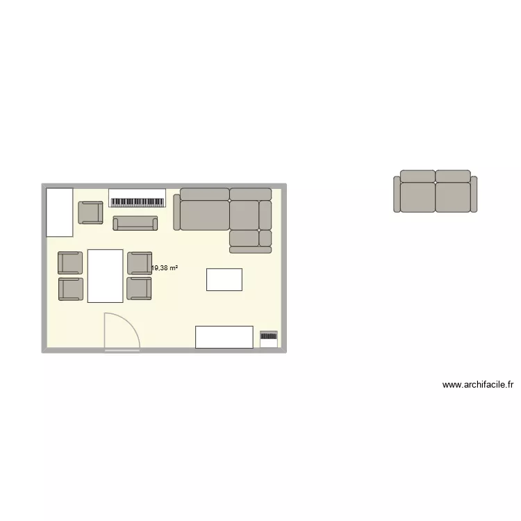 Salon. Plan de 1  et 19 m²