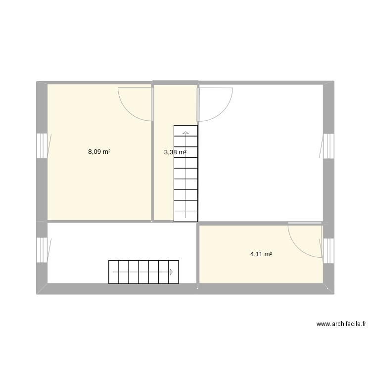 chambre. Plan de 3 pièces et 16 m2