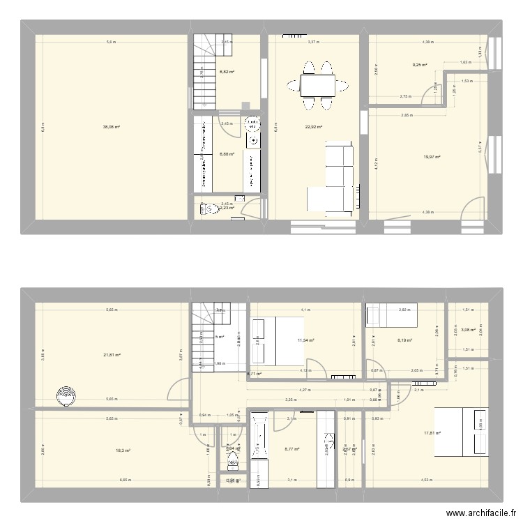 Maison. Plan de 19 pièces et 219 m2
