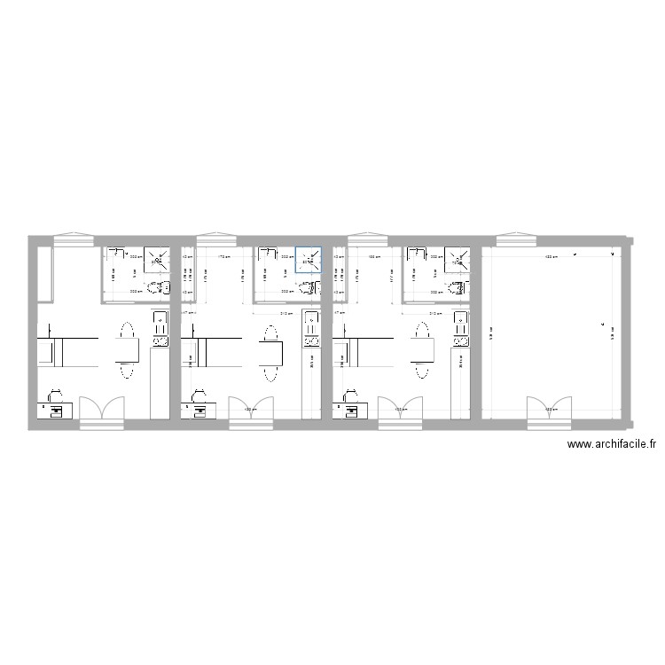 Aménagement studios projet. Plan de 0 pièce et 0 m2