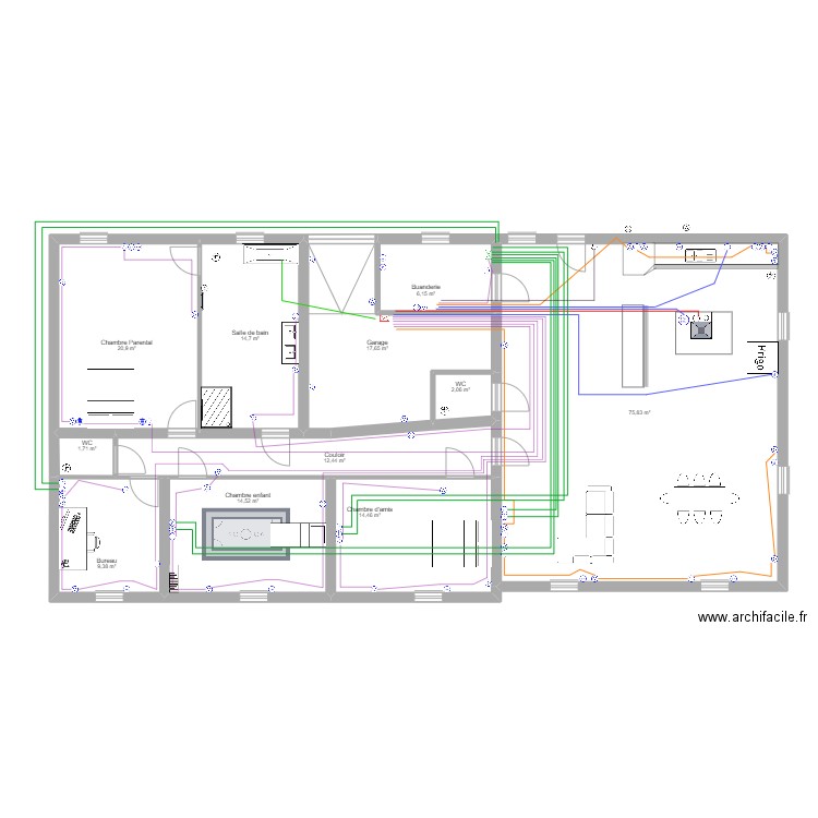 Vegas Pierre 2. Plan de 11 pièces et 190 m2