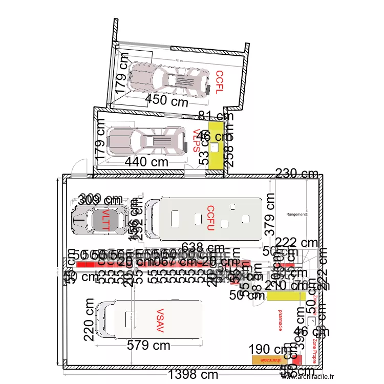 Remise Caserne PDM. Plan de 
