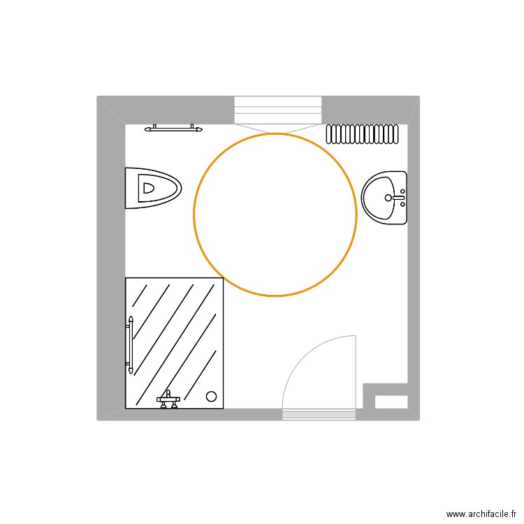 B.L SDB amgt. Plan de 1 pièce et 7 m2