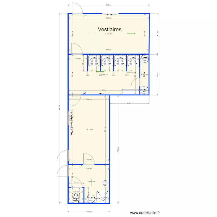 Balcaen Vestiaire et Douches phase 2. Plan de 