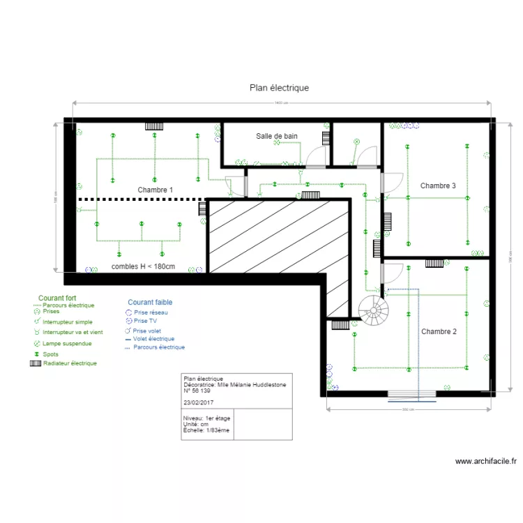 second oeuvre 1 etage. Plan de 