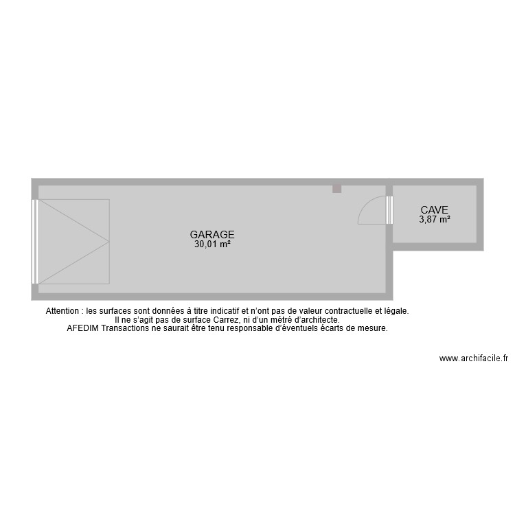 BI 6722 GARAGE CAVE. Plan de 2 pièces et 34 m2