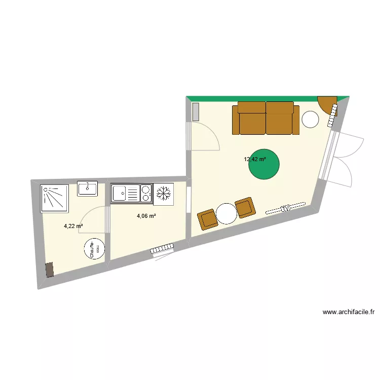 Studio 1er &eacute;tage. Plan de 