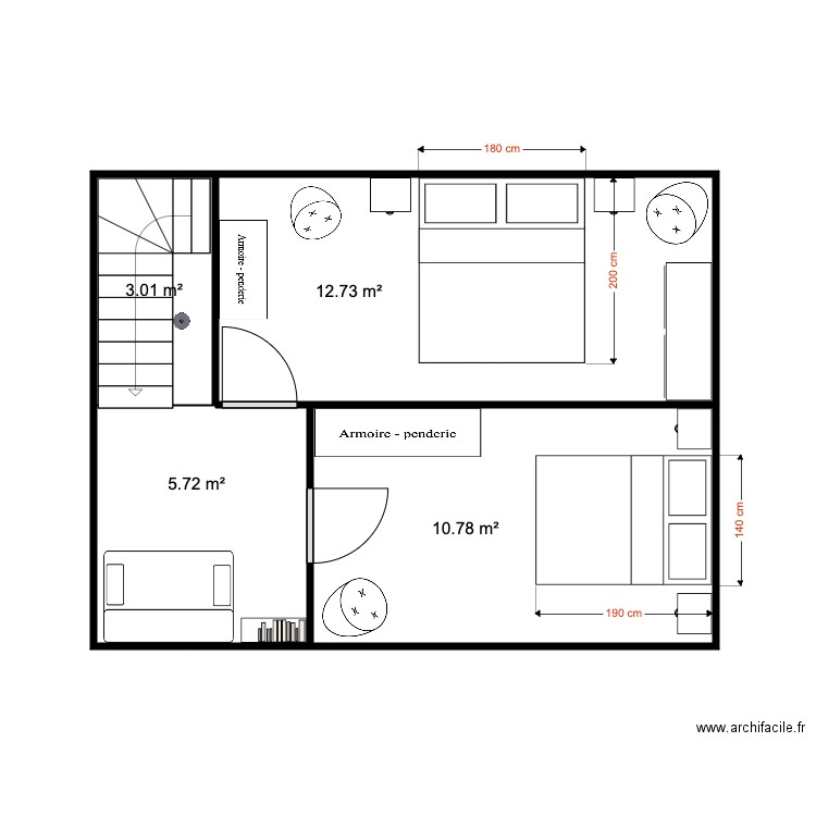 Etage aménagé Chalet 33 m2. Plan de 0 pièce et 0 m2