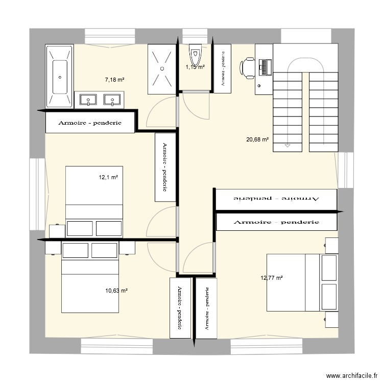 MAISON ETAGE 2. Plan de 6 pièces et 65 m2