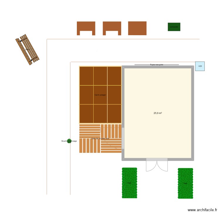 jardin thérapeutique . Plan de 1 pièce et 26 m2