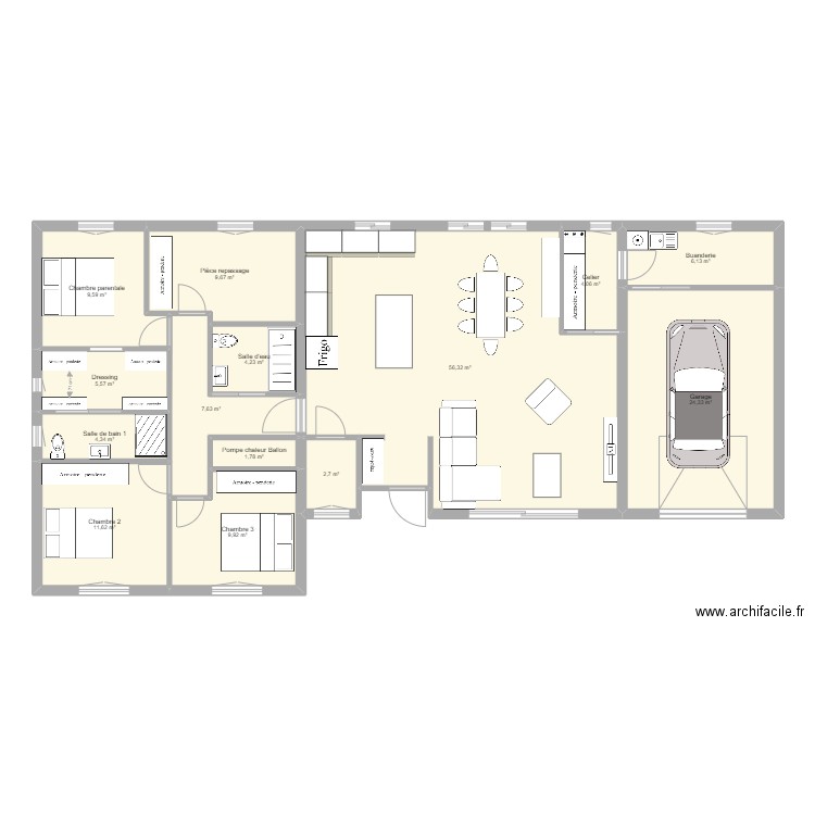 Maison Avo et Mamina 2. Plan de 14 pièces et 158 m2